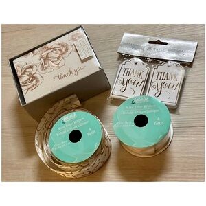 Thank You Cards & Gift Wrap Bundle • Cards, Tags & Gold Wire Ribbon (New)